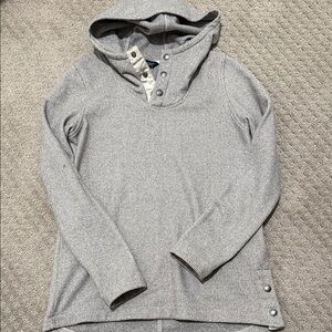 North Face Gray Hooded Sweater fleece with Button Accents